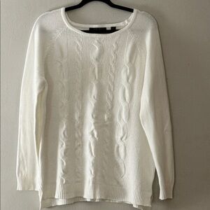 Cyrus Cable Knit Sweater White Ivory Long Sleeve Pullover - Size XL
